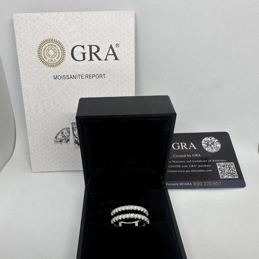 Moissanite Diamond Ring Enhancer Double Row Wedding Band Brilliant GRA Size 10